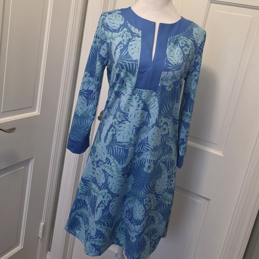 NWT Cabana Life AQUA Tropical Tunic Dress Size Small, Resortwear UPF 50+